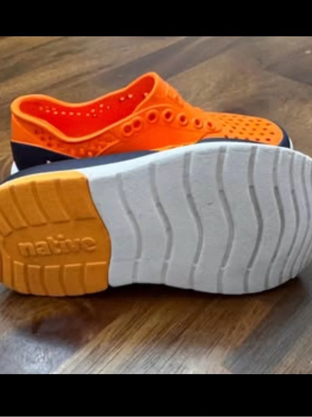 Native Kids Orange and Navy Slip-On Water Shoes